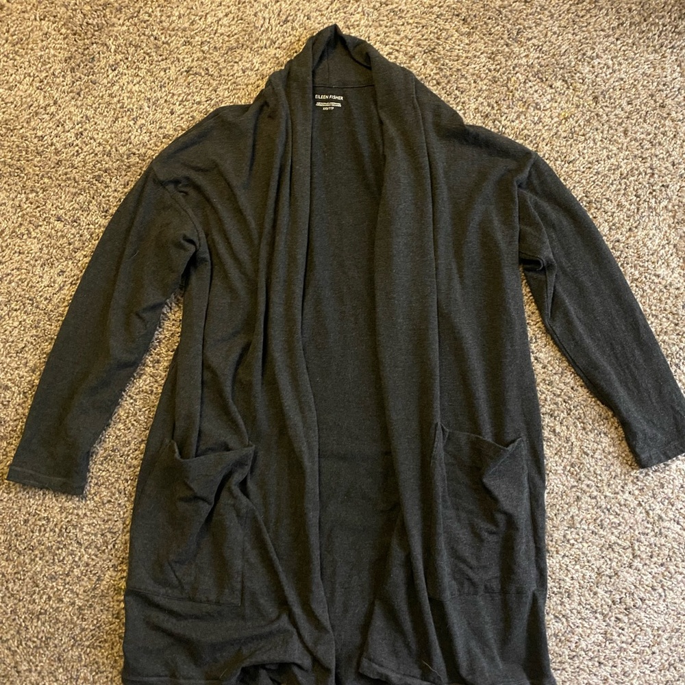 Black Open Front Cardigan